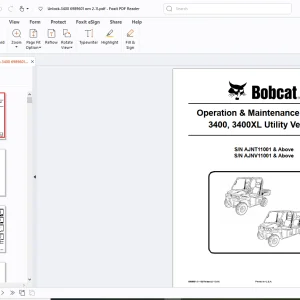 Bobcat 3400 3400XL Utility Vehicle Operation & Maintenance Manual - PDF