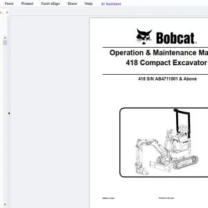 Bobcat 418 Compact Excavator Operation & Maintenance Manual 6986852 - PDF DOWNLOAD