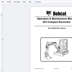 Bobcat 425 Compact Excavator Operation & Maintenance Manual - PDF DOWNLOAD