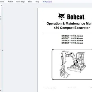 Bobcat 430 Compact Excavator Operation & Maintenance Manual 6902316 - PDF DOWNLOAD
