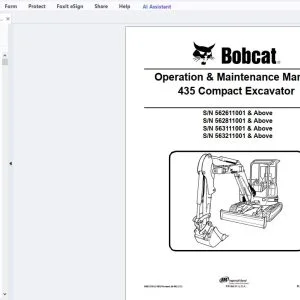 Bobcat 435 Compact Excavator Operation & Maintenance Manual 6902330 - PDF DOWNLOAD