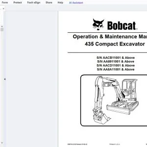 Bobcat 435 Compact Excavator Operation & Maintenance Manual 6986748 - PDF DOWNLOAD