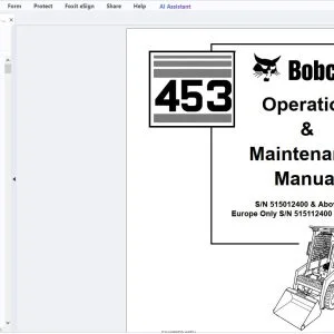 Bobcat 453 Operation & Maintenance Manual SN 6900784 - PDF DOWNLOAD
