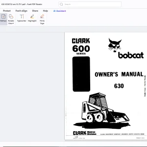 Bobcat 630 Clark 600 Series Owners Manual - PDF DOWNLOAD