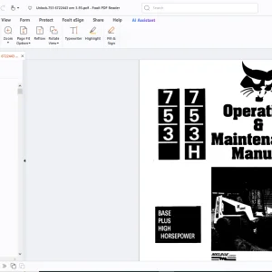 Bobcat 753 753H Base Plus High Horsepower Operation & Maintenance Manual PDF