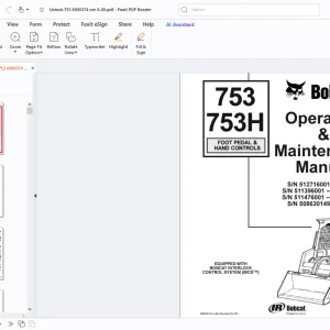 Bobcat 753 753H Foot Pedal & Hand Controls Operation & Maintenance Manual - PDF