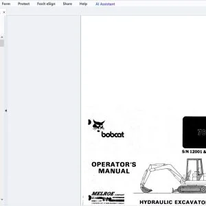 Bobcat 76 Hydraulic Excavator Operator’s Manual SN 12001 & Above - PDF DOWNLOAD