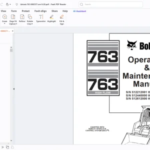 Bobcat 763 High Flow Operation & Maintenance Manual - PDF DOWNLOAD