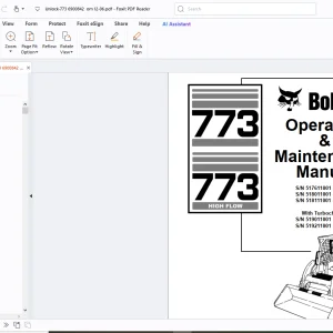 Bobcat 773 High Flow Operation & Maintenance Manual - PDF DOWNLOAD