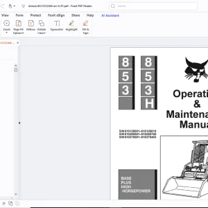 Bobcat 853 853H Base Plus High Horsepower Operation & Maintenance Manual PDF