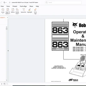 Bobcat 863 High Flow Operation & Maintenance Manual PDF Instant Download
