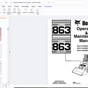Bobcat 863 Turbo High Flow Operation & Maintenance Manual - PDF