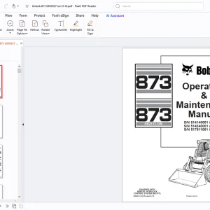 Bobcat 873 High Flow Operation & Maintenance Manual - PDF