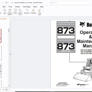 Bobcat 873 High Flow Operation & Maintenance Manual - PDF DOWNLOAD