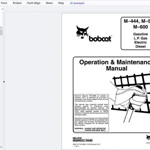 Bobcat M-444, M-500, M-600 Gasoline L.P. Gas Electric Diesel Operation & Maintenance Manual 6509710 - PDF DOWNLOAD