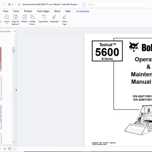 Bobcat Toolcat 5600 B-Series Operation & Maintenance Manual - PDF