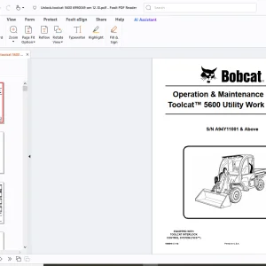 Bobcat Toolcat 5600 Utility Work Machine Operation & Maintenance Manual - PDF