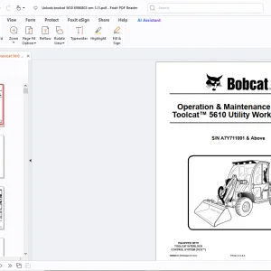 Bobcat Toolcat 5610 Utility Work Machine Operation & Maintenance Manual PDF