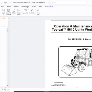 Bobcat Toolcat 5610 Utility Work Machine Operation & Maintenance Manual - PDF