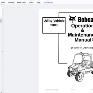 Bobcat Utility Vehicle 2300 Operation & Maintenance Manual 6904892 - PDF DOWNLOAD