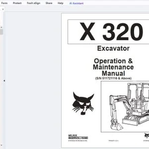 Bobcat X 320 Excavator Operation & Maintenance Manual (SN 511721116 & Above) - PDF DOWNLOAD
