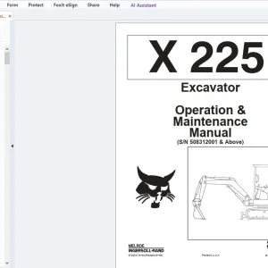 Bobcat X225 Excavator Operation & Maintenance Manual (SN 508312001 & Above) - PDF DOWNLOAD