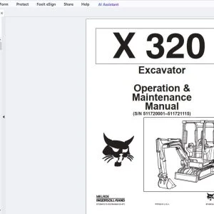 Bobcat X320 Excavator Operation & Maintenance Manual (SN 511720001-511721115) - PDF DOWNLOAD
