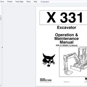 Bobcat X331 Excavator Operation & Maintenance Manual (SN 511920001 & Above) - PDF DOWNLOAD