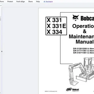 Bobcat X331 X331E X334 Operation & Maintenance Manual 6900557 - PDF DOWNLOAD