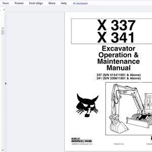 Bobcat X337 X341 Excavator Operation & Maintenance Manual 6900662 - PDF DOWNLOAD