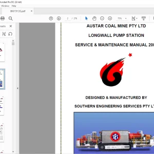 CAT AUSTAR COAL MINE 2006 LONGWALL PUMP STATION SERVICE & MAINTENANCE MANUAL BI619135 PDF
