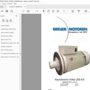 CAT BREUER MOTOREN Asynchronní motor 200 kW dDKR55FA/14-4 Návod pro obsluhu elektromotoru PDF