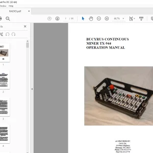 CAT BUCYRUS CONTINUOUS MINER TX-944 OPERATION MANUAL - PDF DOWNLOAD