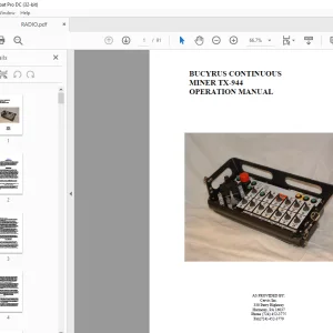 CAT BUCYRUS CONTINUOUS MINER TX-944 OPERATION MANUAL - PDF DOWNLOAD