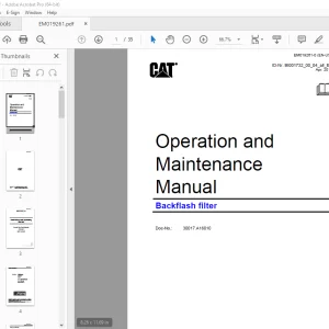 CAT Backflash filter Operation & Maintenance Manual EM019261 PDF
