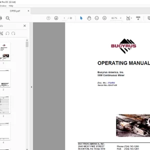 CAT Bucyrus 30M Continuous Miner OPERATING MANUAL SN312494 - PDF DOWNLOAD