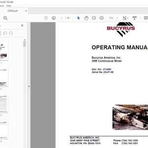 CAT Bucyrus 30M Continuous Miner Operating Manual -  PDF DOWNLOAD