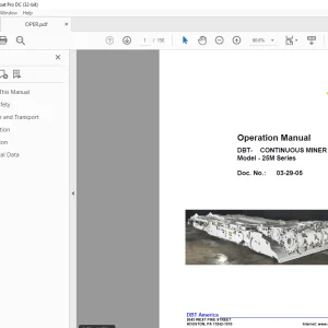 CAT Bucyrus CONTINUOUS MINER 25M Series Operation Manual 03-29-05 -  PDF DOWNLOAD