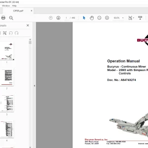 CAT Bucyrus Continuous Miner 25M3 with Simpson Radio Controls Operation Manual PDF