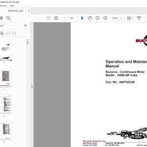 CAT Bucyrus - Continuous Miner 30M4-NP India Operation and Maintenance Manual
