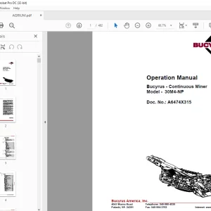 CAT Bucyrus Continuous Miner 30M4-NP Operation Manual A6474X315 -  PDF DOWNLOAD