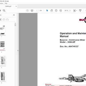 CAT Bucyrus Continuous Miner 30M4-NP Operation and Maintenance Manual A6474X337