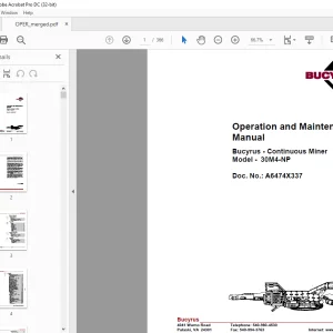 CAT Bucyrus Continuous Miner 30M4-NP Operation and Maintenance Manual A6474X337