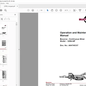 CAT Bucyrus Continuous Miner 30M4-NP Operation and Maintenance Manual A6474X337 - PDF