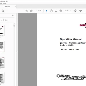 CAT Bucyrus Continuous Miner 30M3L Operation Manual A6474X351 - PDF DOWNLOAD
