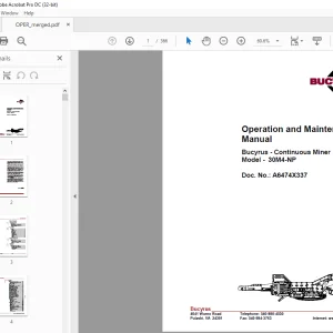 CAT Bucyrus Continuous Miner Operation and Maintenance Manual PDF