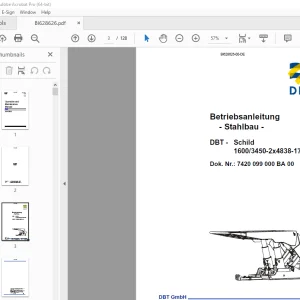 CAT Bucyrus DBT - Schild 1600/3450-2x4838-1750 Betriebsanleitung BI628626 PDF