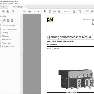 CAT Bucyrus Electrohydraulic control unit 8 Functions Operating & Maintenance Manual 4003144 PDF