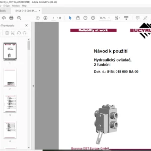 CAT Bucyrus Hydraulický ovládač, 2 funkční Návod k použití PDF