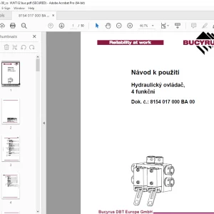CAT Bucyrus Hydraulický ovládač, 4 funkční Návod k použití PDF